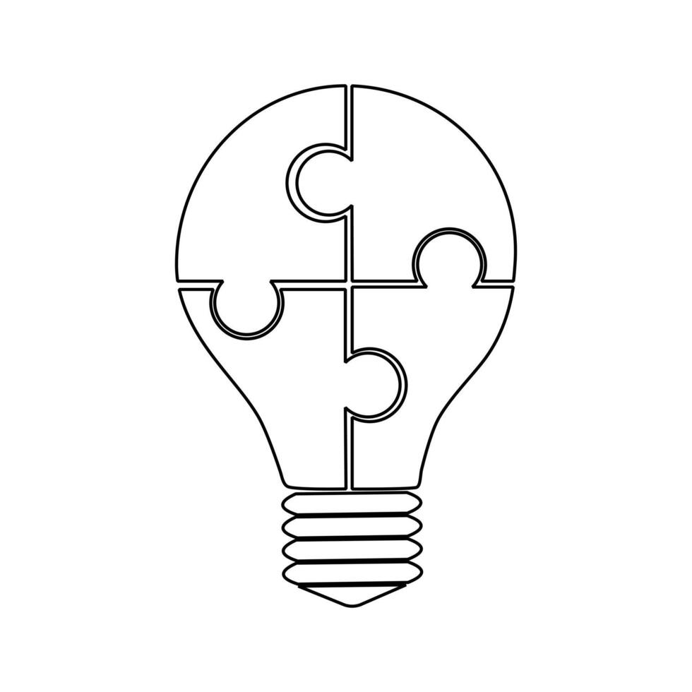 Light bulb icon from a puzzle piece vector