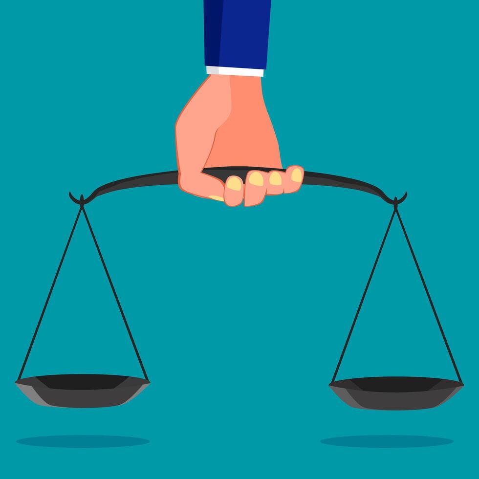 Scales hold judges in hand vector