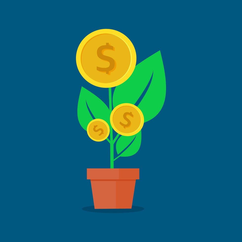 Money Tree. Money growth. Financial concepts vector