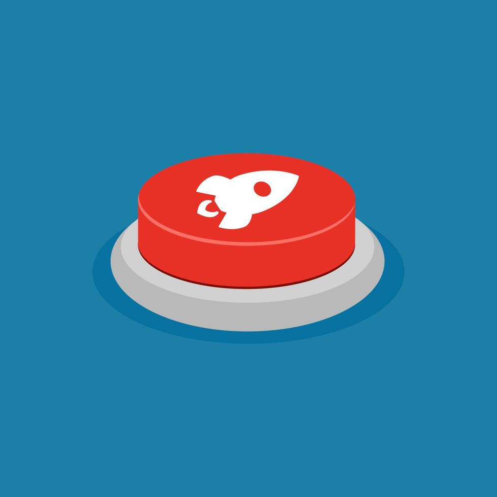 Red rocket button vector