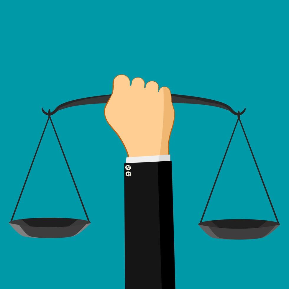 Scales hold judges in hand vector