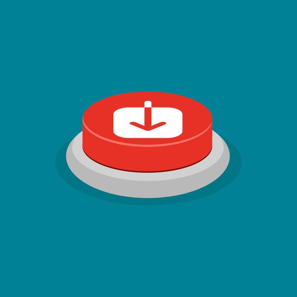 Red download button. Data loading concept. vector