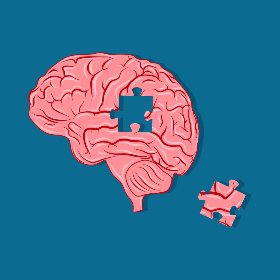 Human brain jigsaw puzzle Creativity for memory loss vector