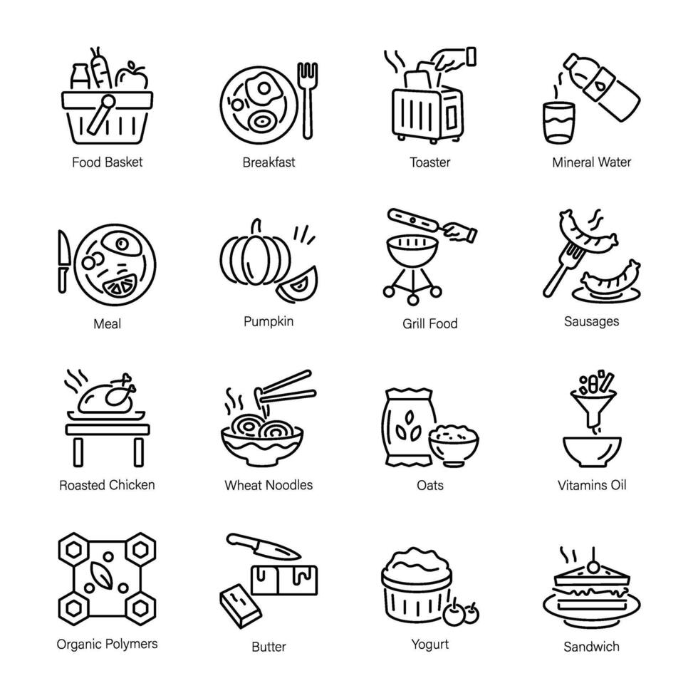 Bundle of Nutrition Diet Line Style Icons vector