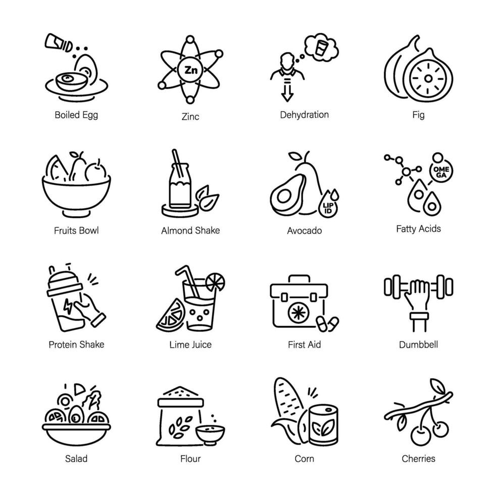 Pack of Healthy Diet Line Style Icons vector