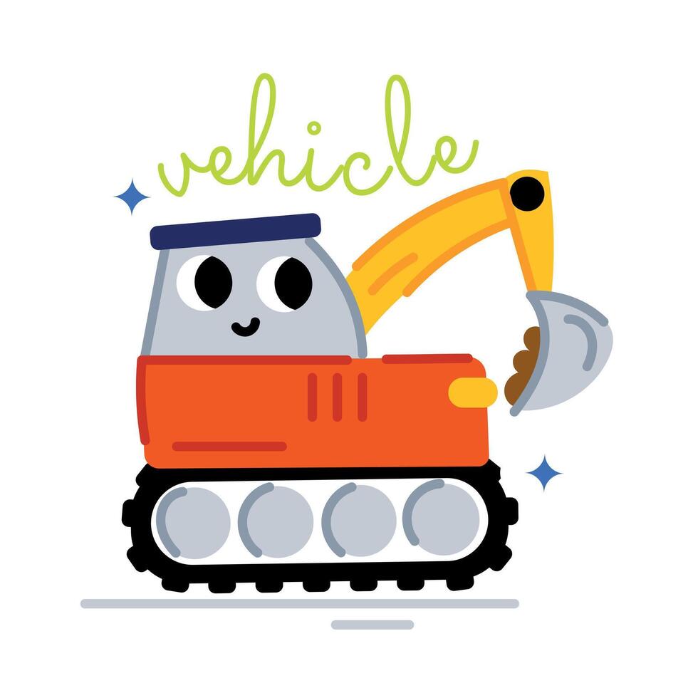 Trendy Construction Excavator vector