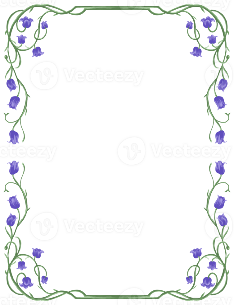 Blue bells painting border and frame png