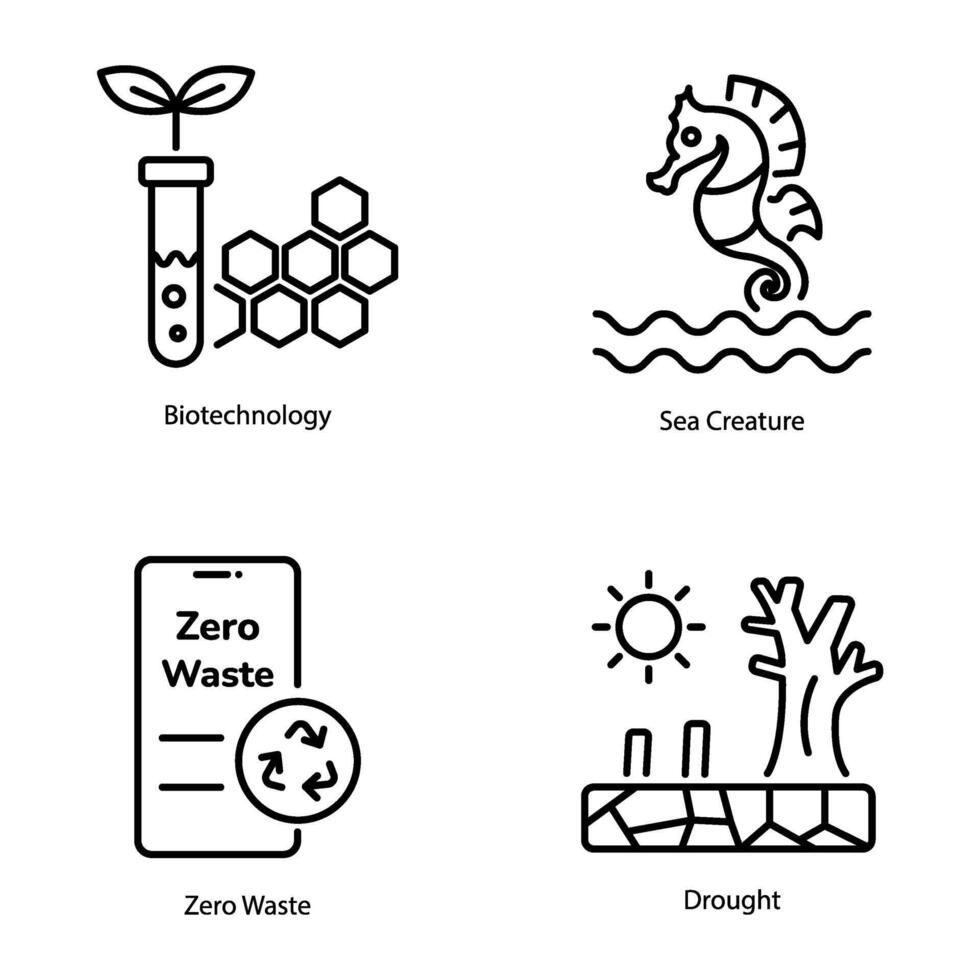 Bundle of Eco Living Linear Icons vector