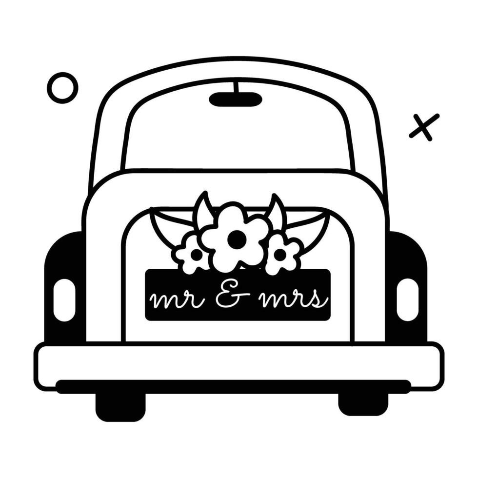 Trendy Wedding Car vector