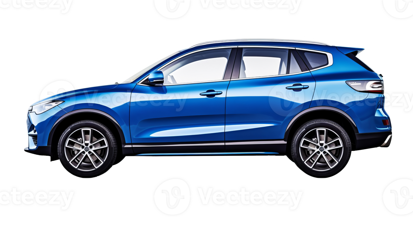 AI generated blue SUV  luxury car side view png