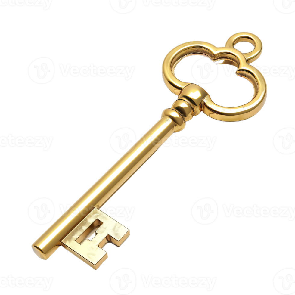 Golden Key PNG on transparent background