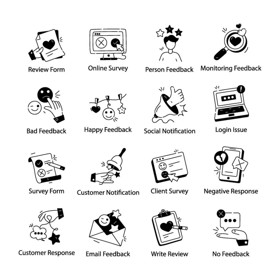 Trendy Feedback and Reviews Linear Icons vector