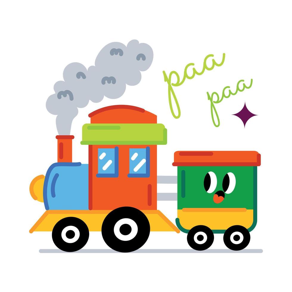 Trendy Steam Engine vector