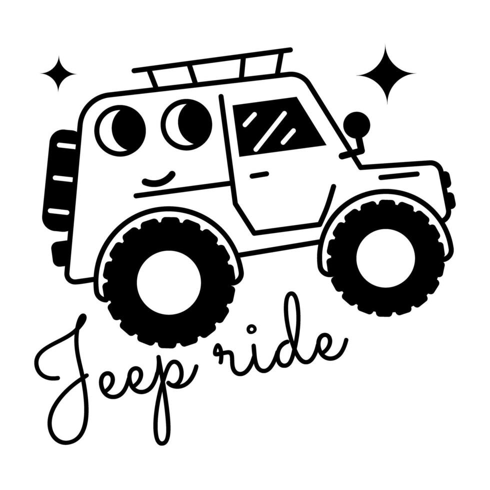 Trendy Jeep Ride vector