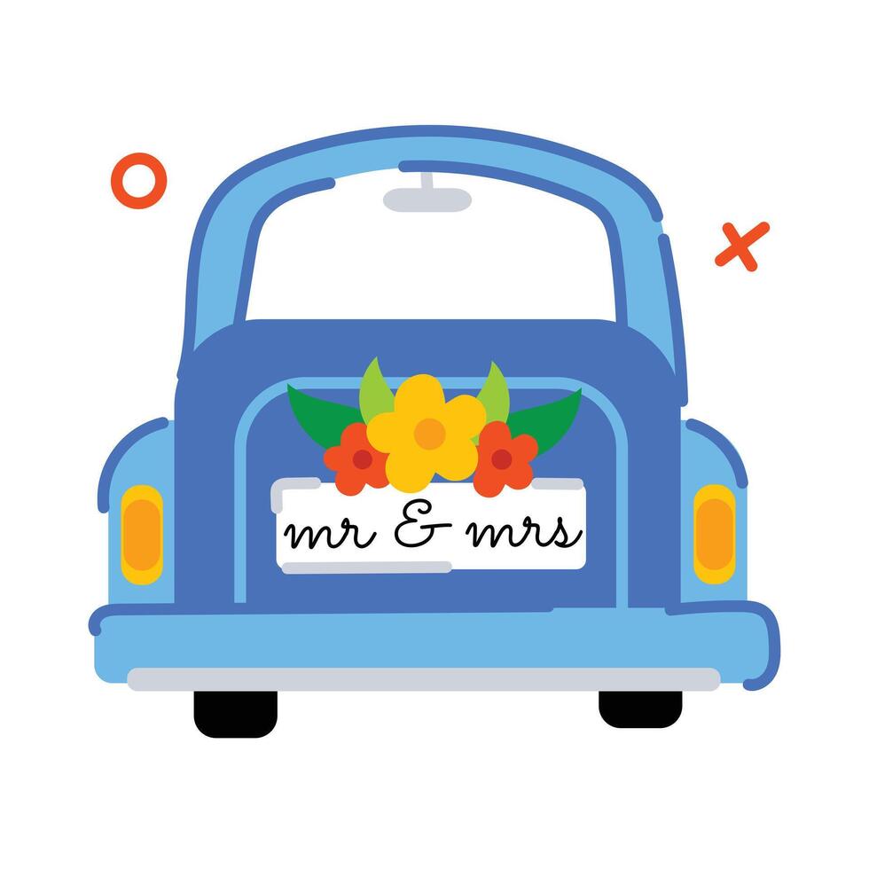 Trendy Wedding Car vector