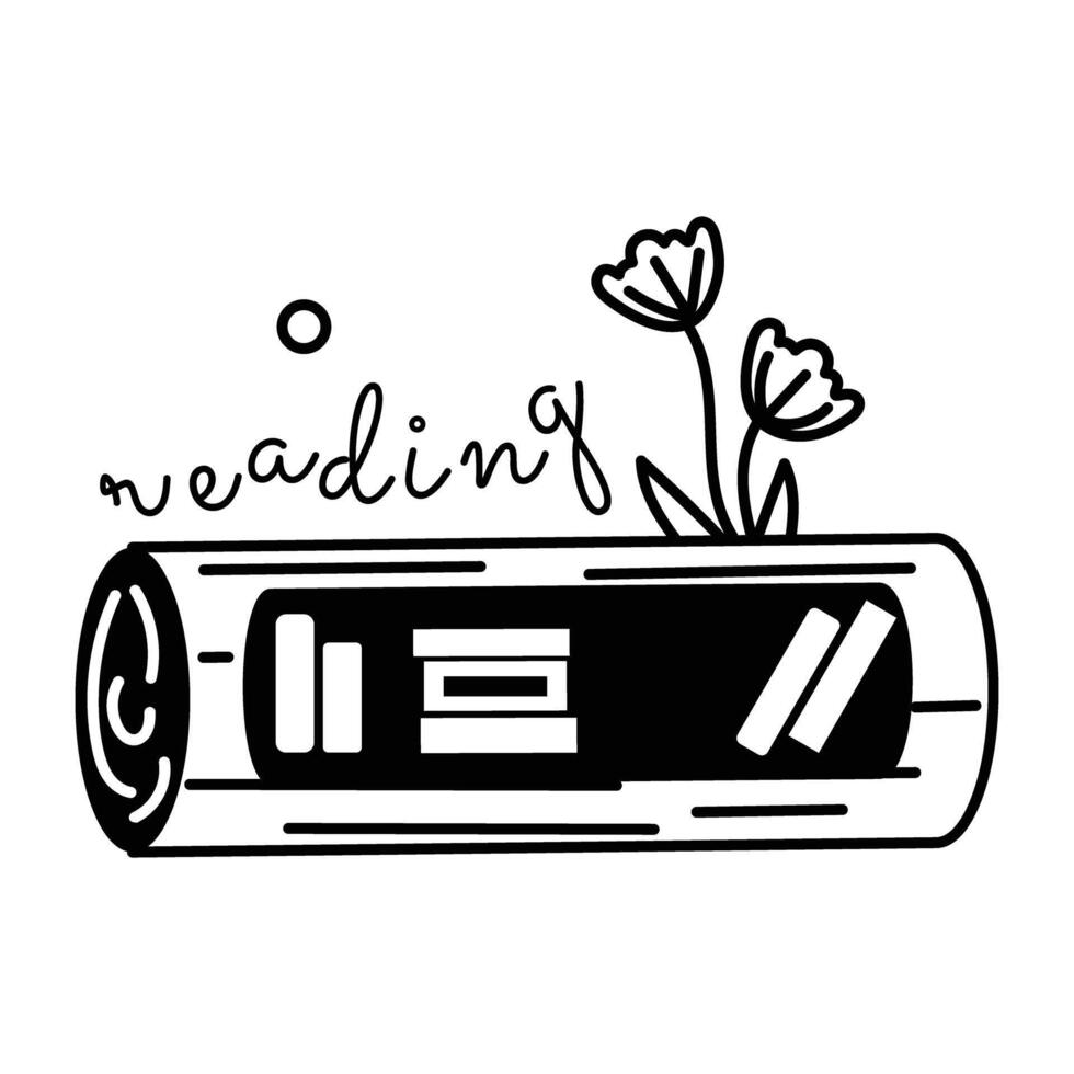 Trendy Wooden Bookshelf vector