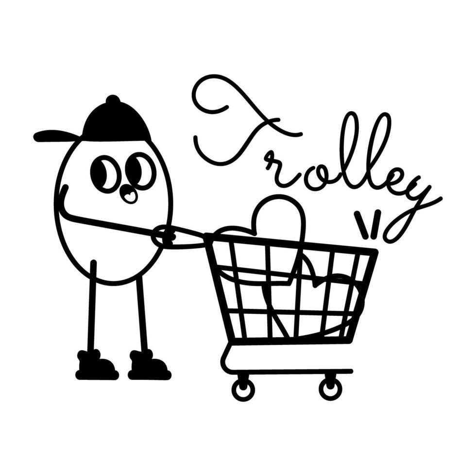 Trendy Shopping Trolley vector