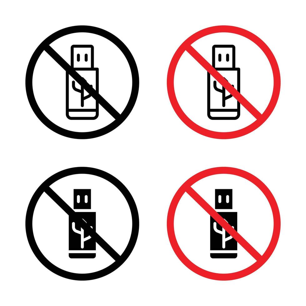 No USB flash drive sign vector