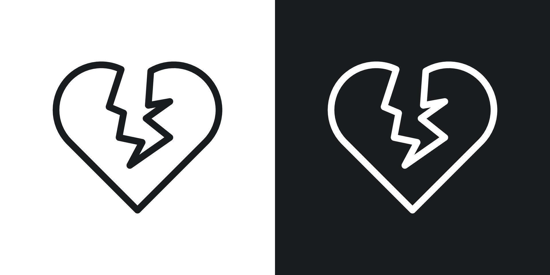 icono de corazon roto vector