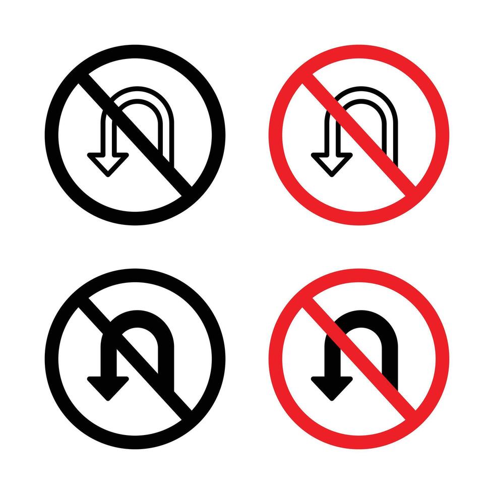 No u turn road sign vector