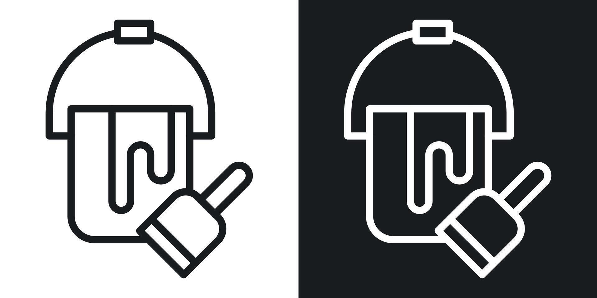 Paint bucket and paint brush icon vector