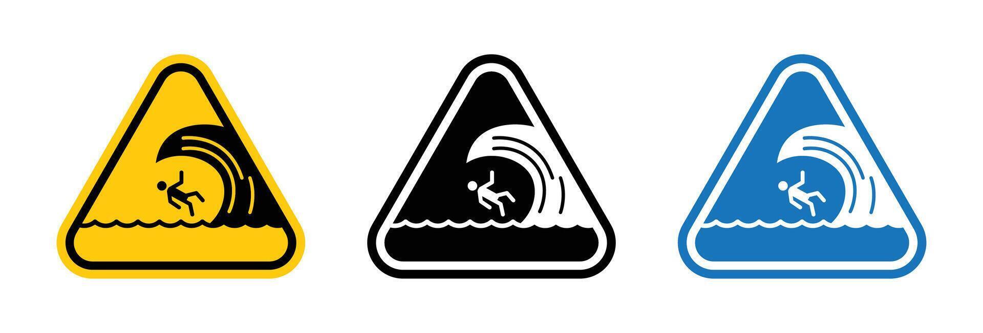 High sea waves warning sign vector