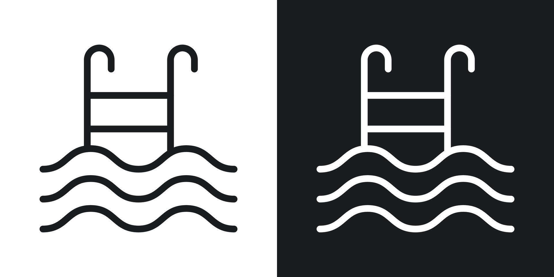 Ladder in swimming pool icon vector