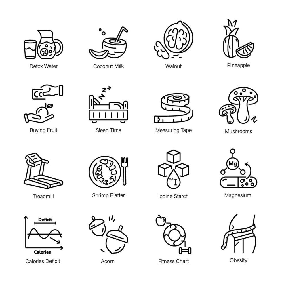 Pack of Healthy Lifestyle Line Style Icons vector