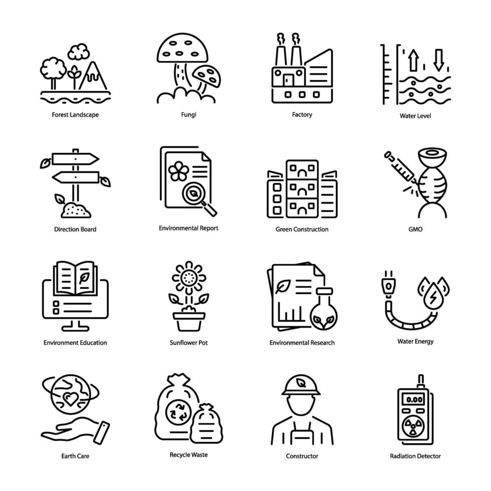 Collection of Linear Style Eco Technology Icons vector