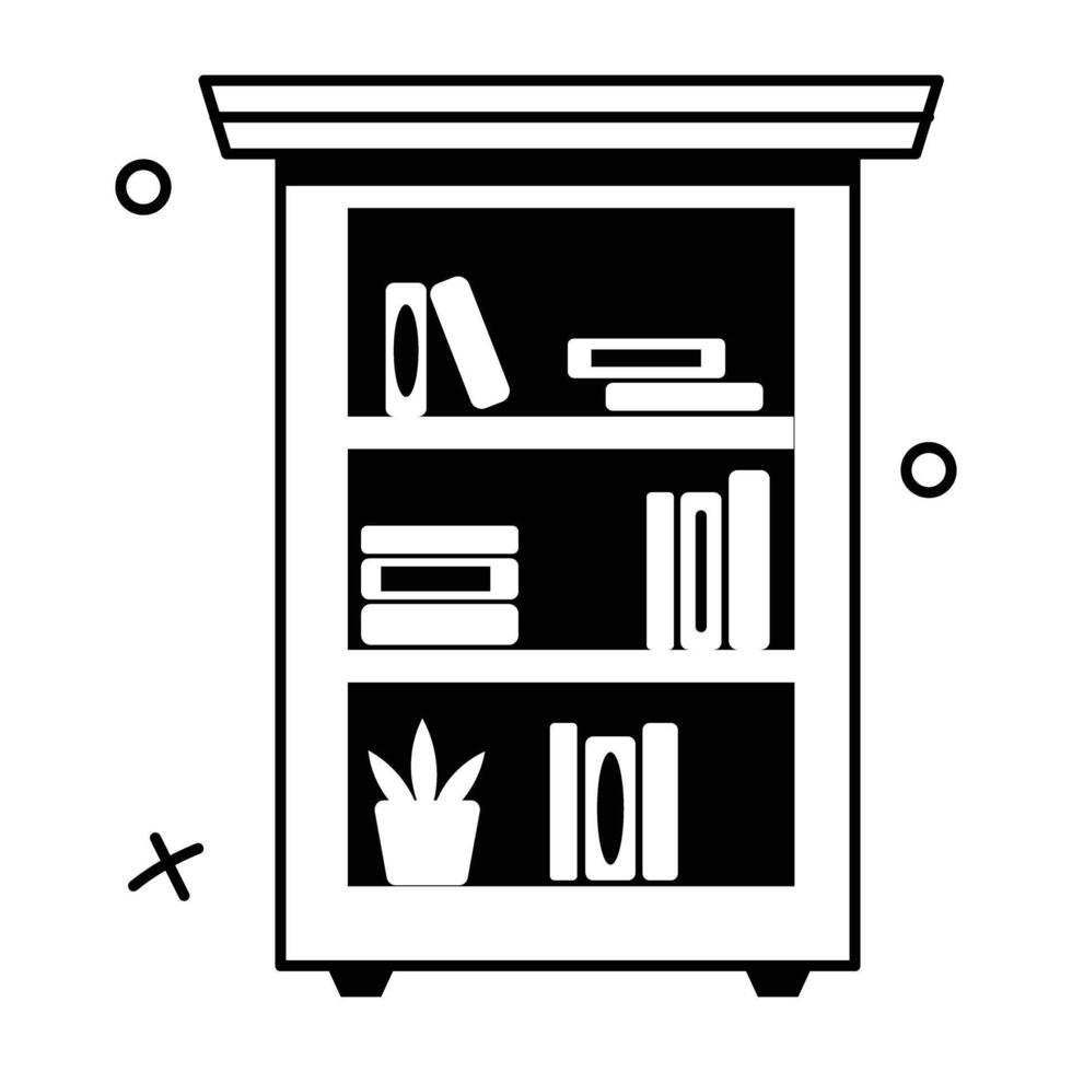Trendy Library Bookcase vector