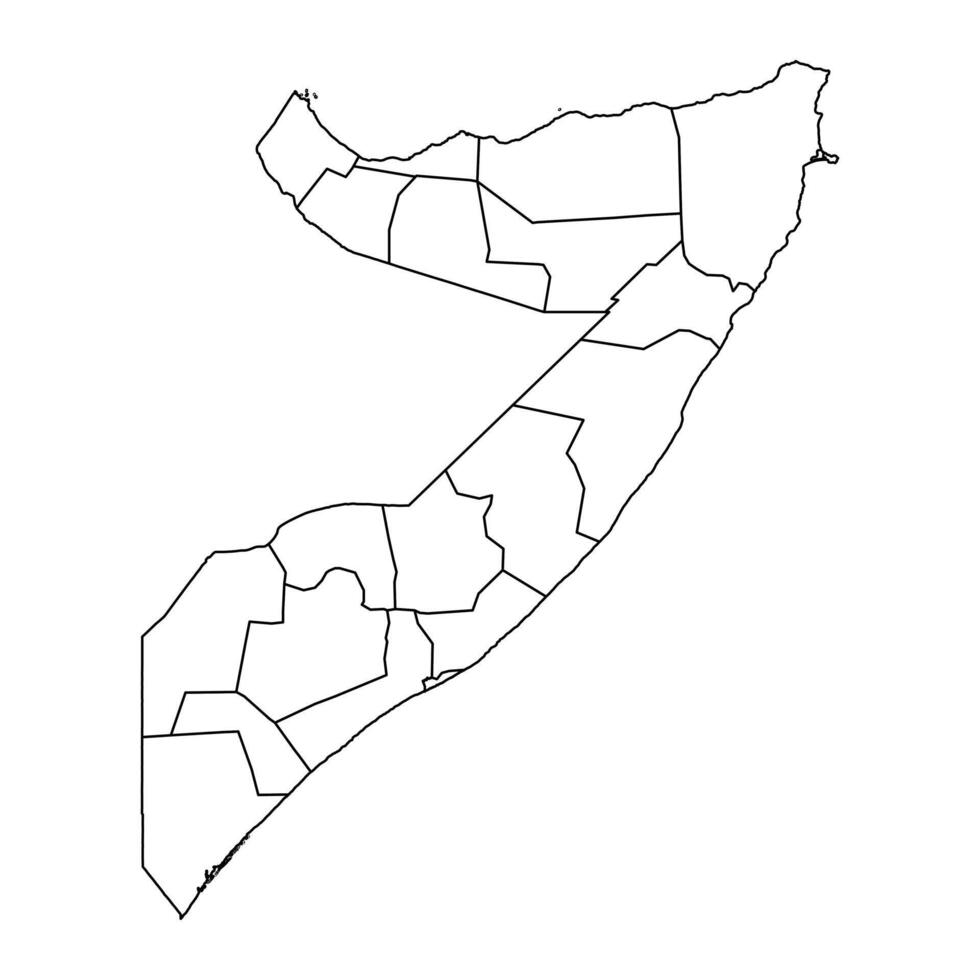 Somalia map with administrative divisions. Vector illustration.