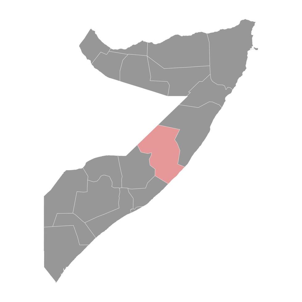 Galguduud region map, administrative division of Somalia. Vector illustration.