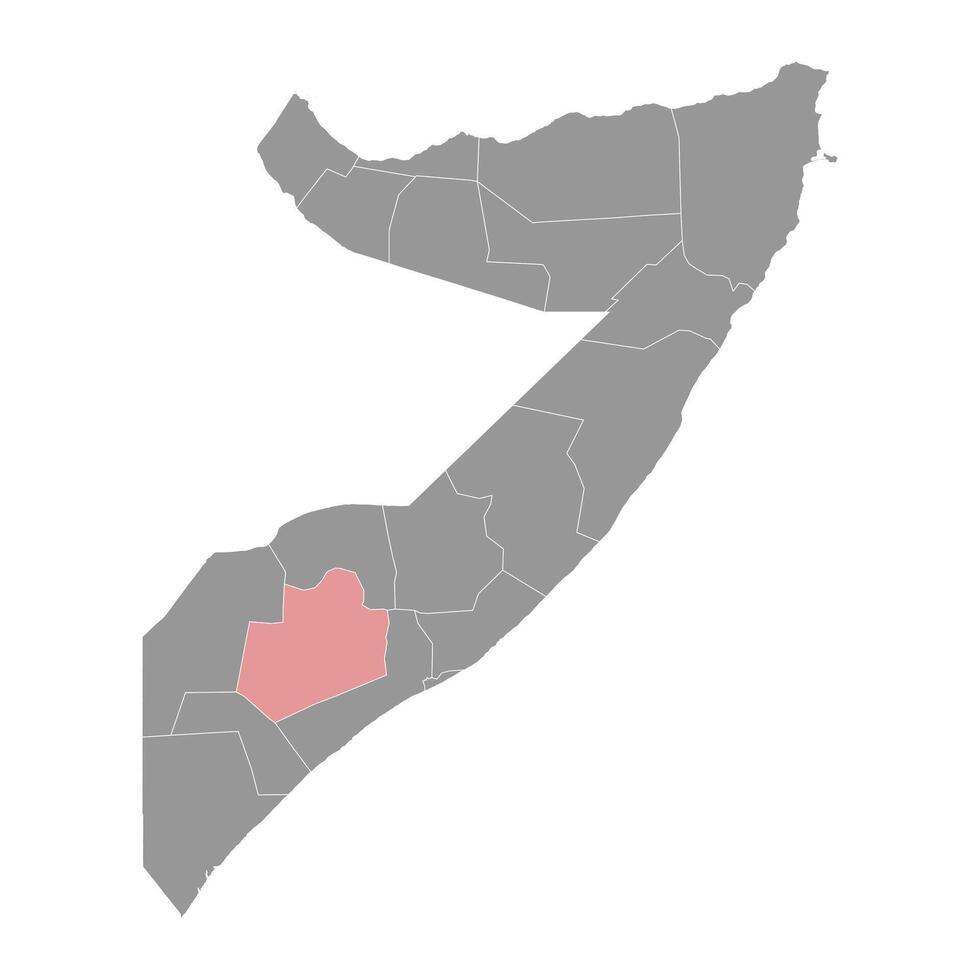 Bay region map, administrative division of Somalia. Vector illustration.