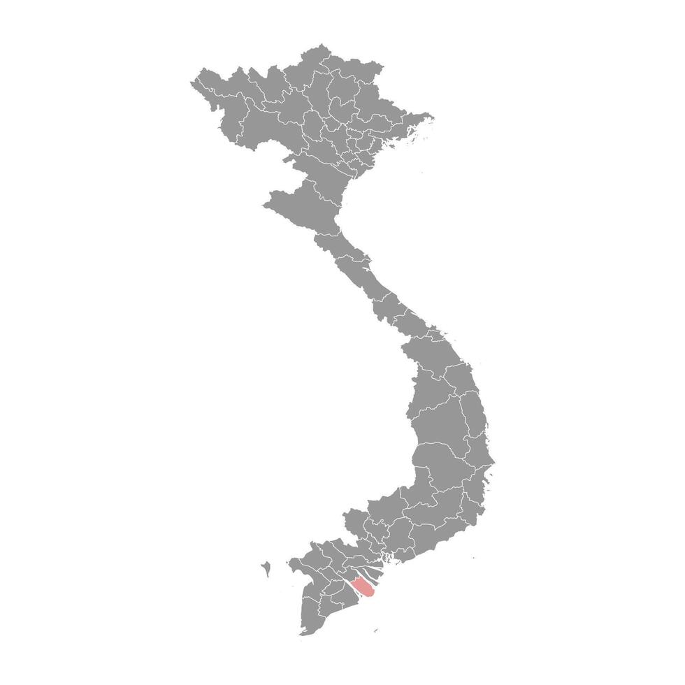 Tra Vinh province map, administrative division of Vietnam. Vector illustration.