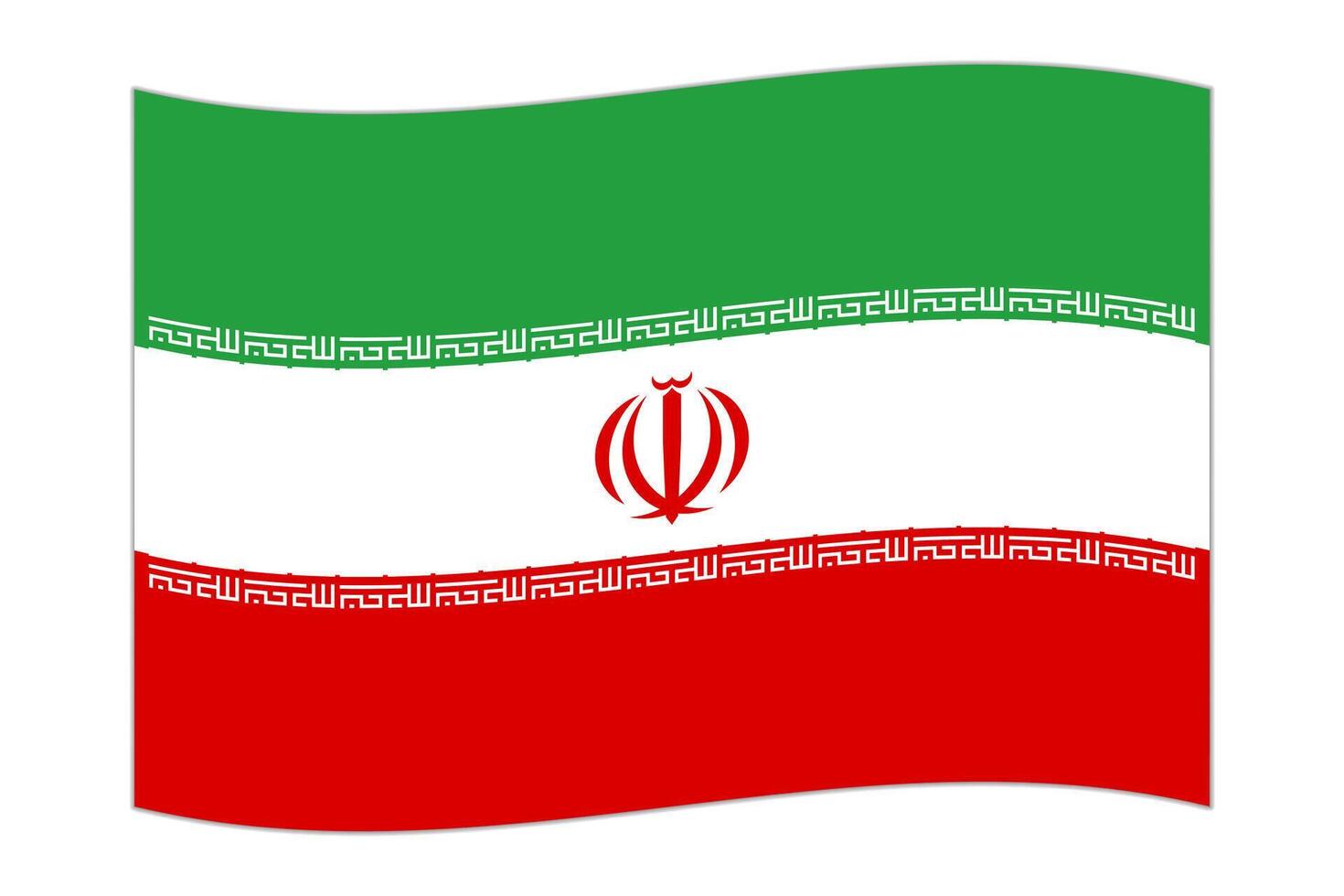 Waving flag of the country Iran. Vector illustration.