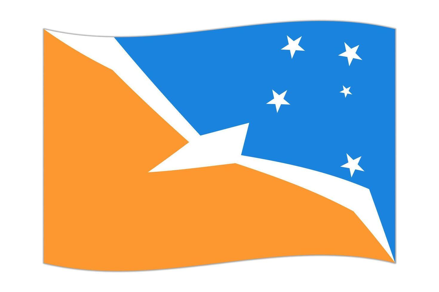 ondulación bandera de tierra del fuego, administrativo división de argentina. vector ilustración.