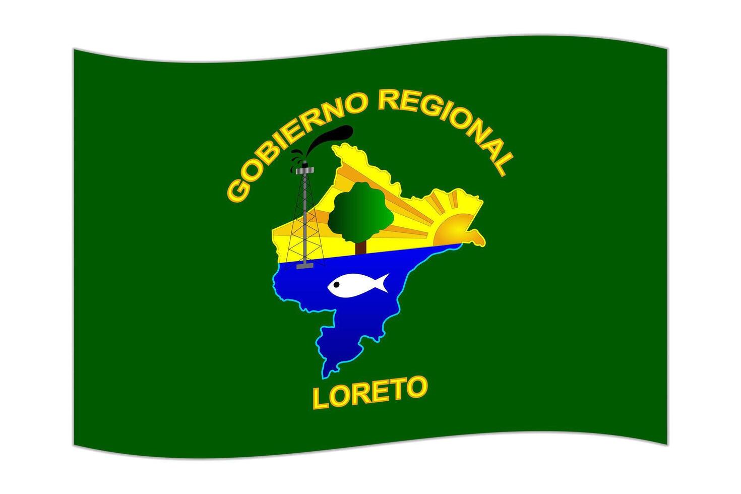 ondulación bandera de Departamento de loreto, administrativo división de Perú. vector ilustración.