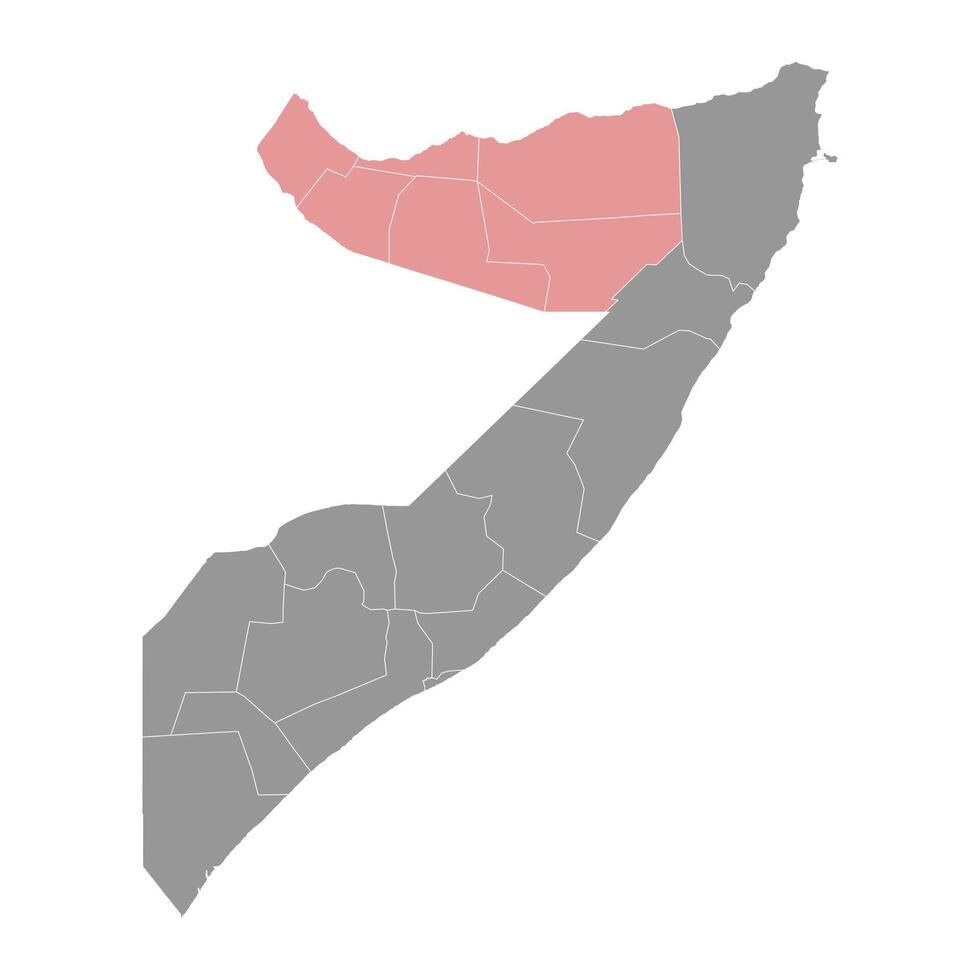 Somalilandia mapa con administrativo divisiones vector ilustración.