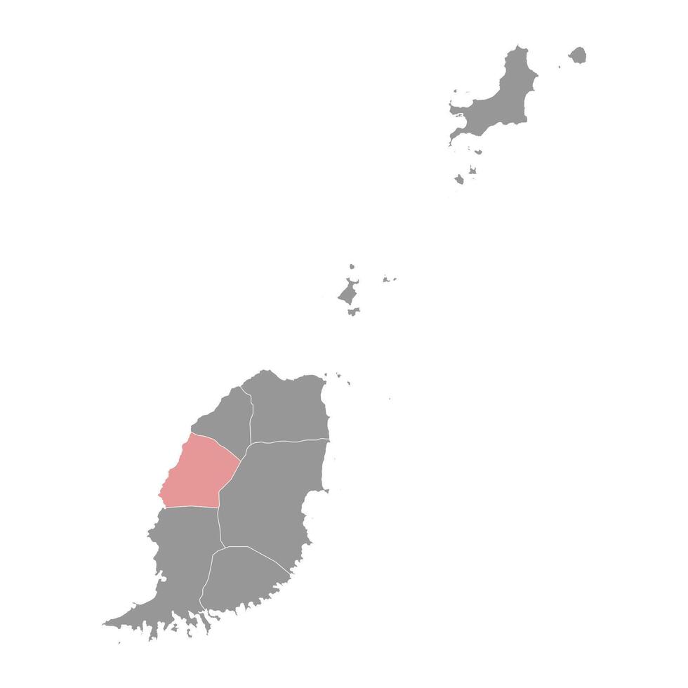 Saint John Parish map, administrative division of Grenada. Vector illustration.