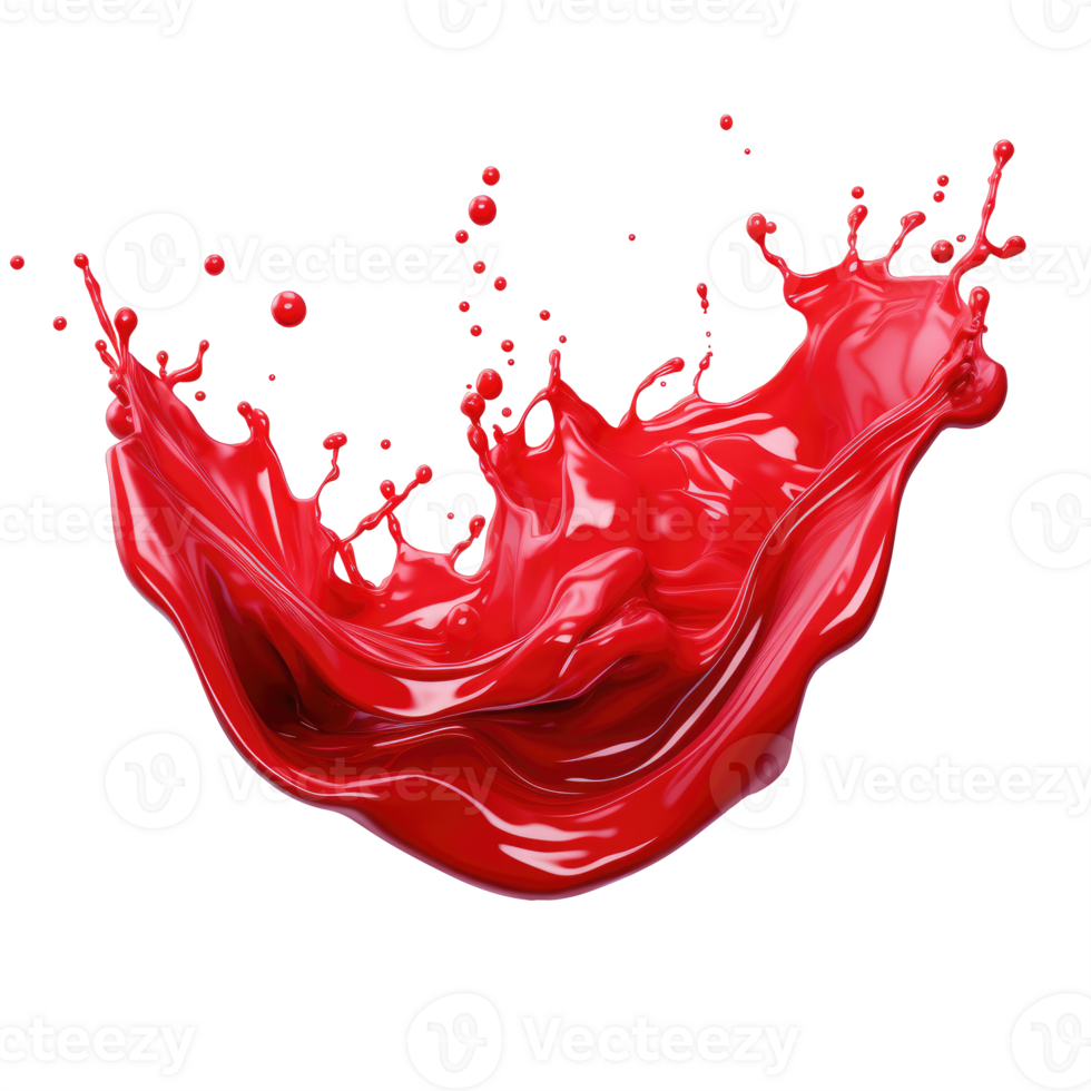 AI generated Red Liquid Paint Splash on Transparent Background png