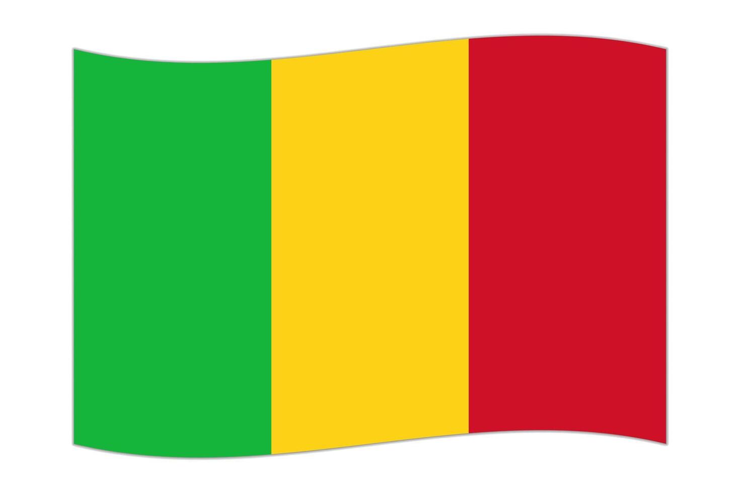 Waving flag of the country Mali. Vector illustration.