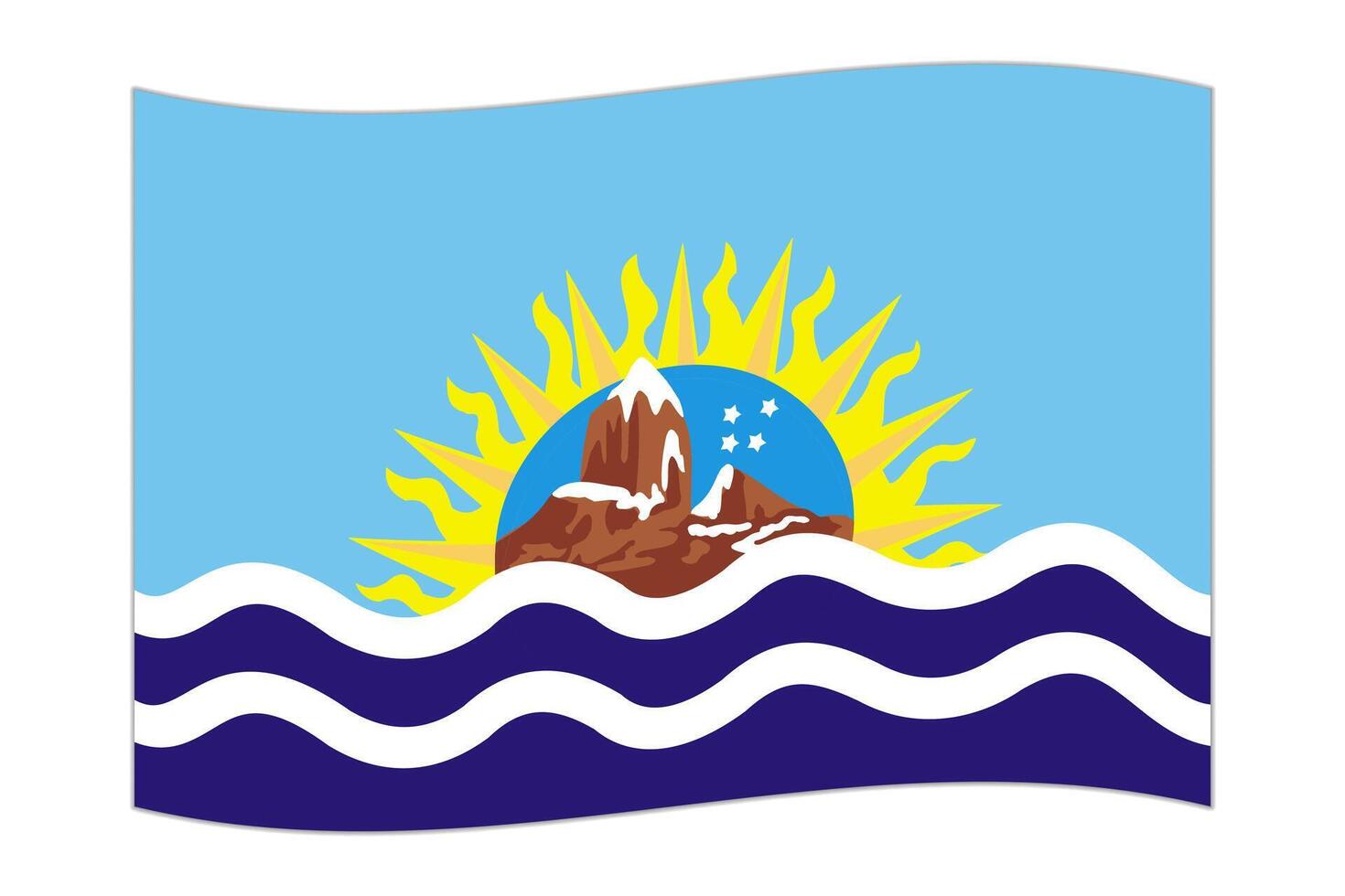 ondulación bandera de Papa Noel cruz, administrativo división de argentina. vector ilustración.