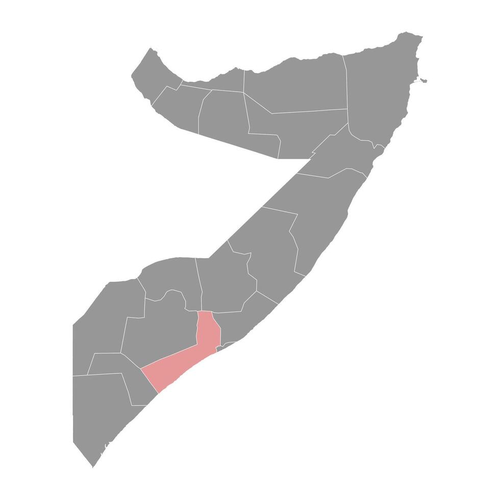 inferior shabelle región mapa, administrativo división de Somalia. vector ilustración.