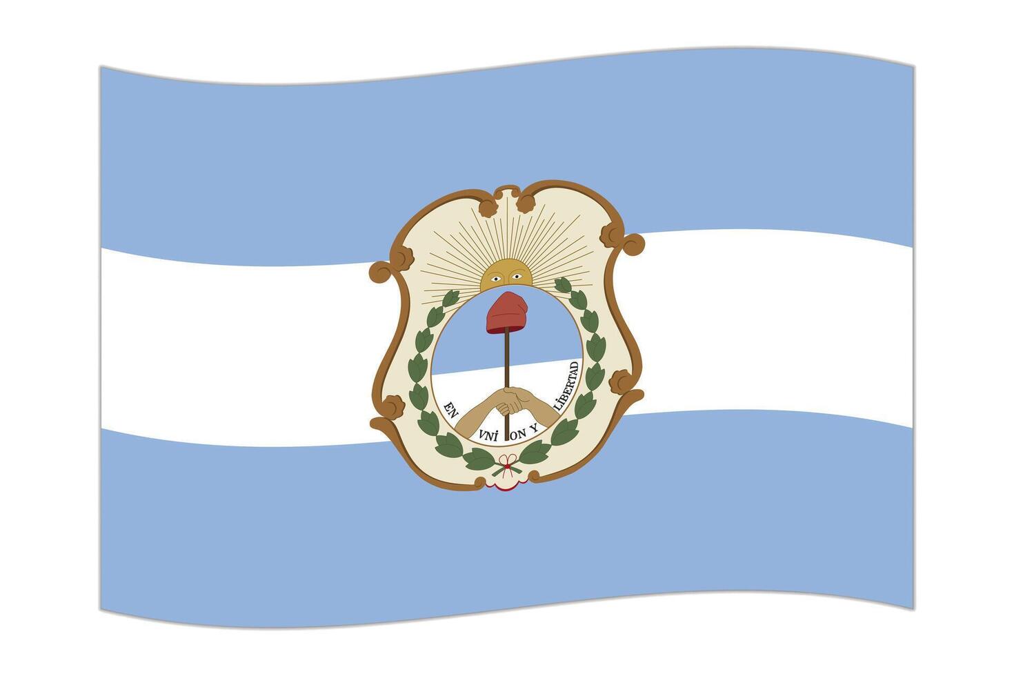 Waving flag of San Juan, administrative division of Argentina. Vector illustration.