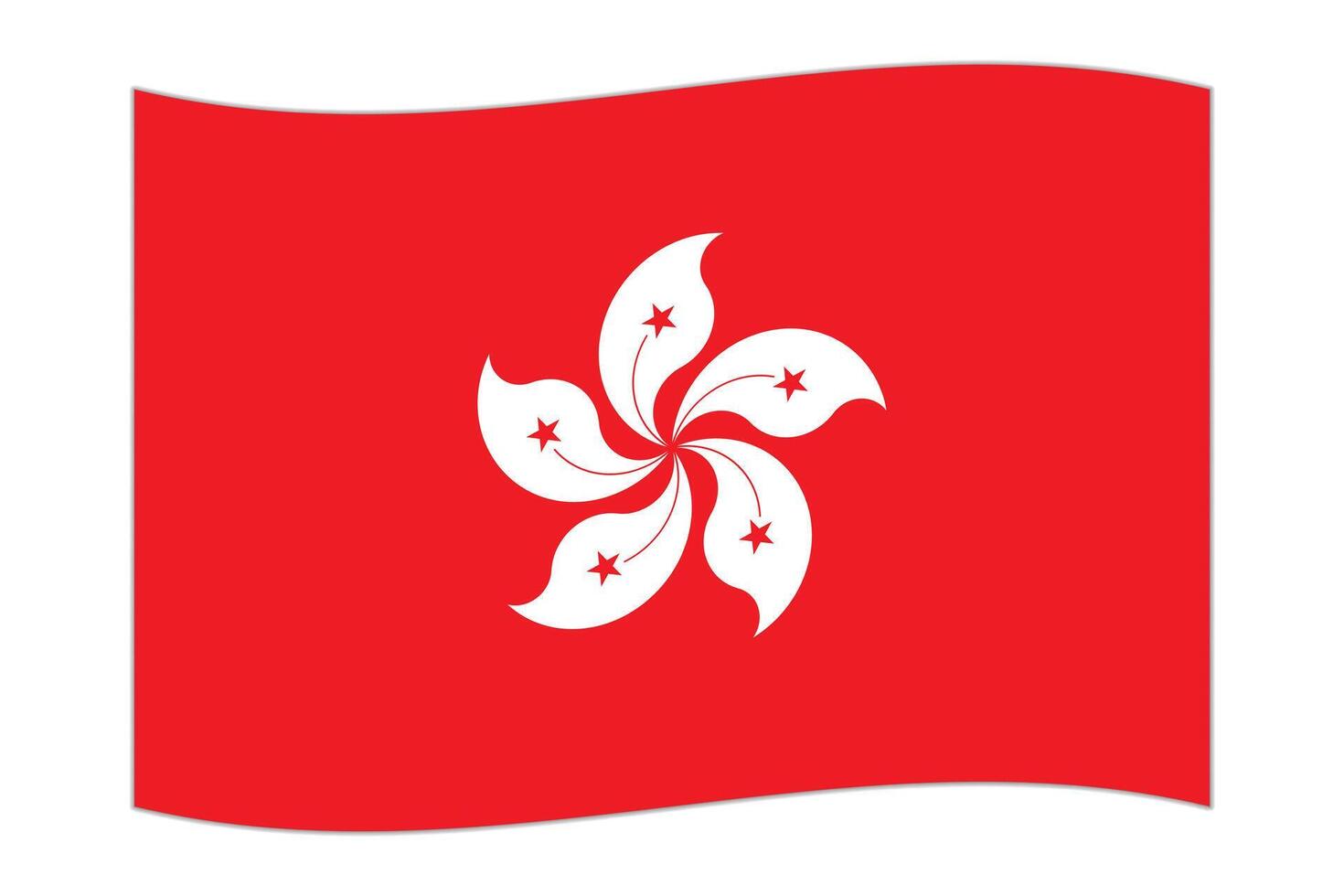Waving flag of the country Hong Kong. Vector illustration.
