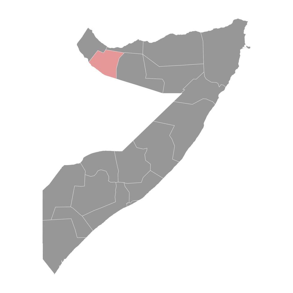 Maroodi Jeex region map, administrative division of Somalia. Vector illustration.