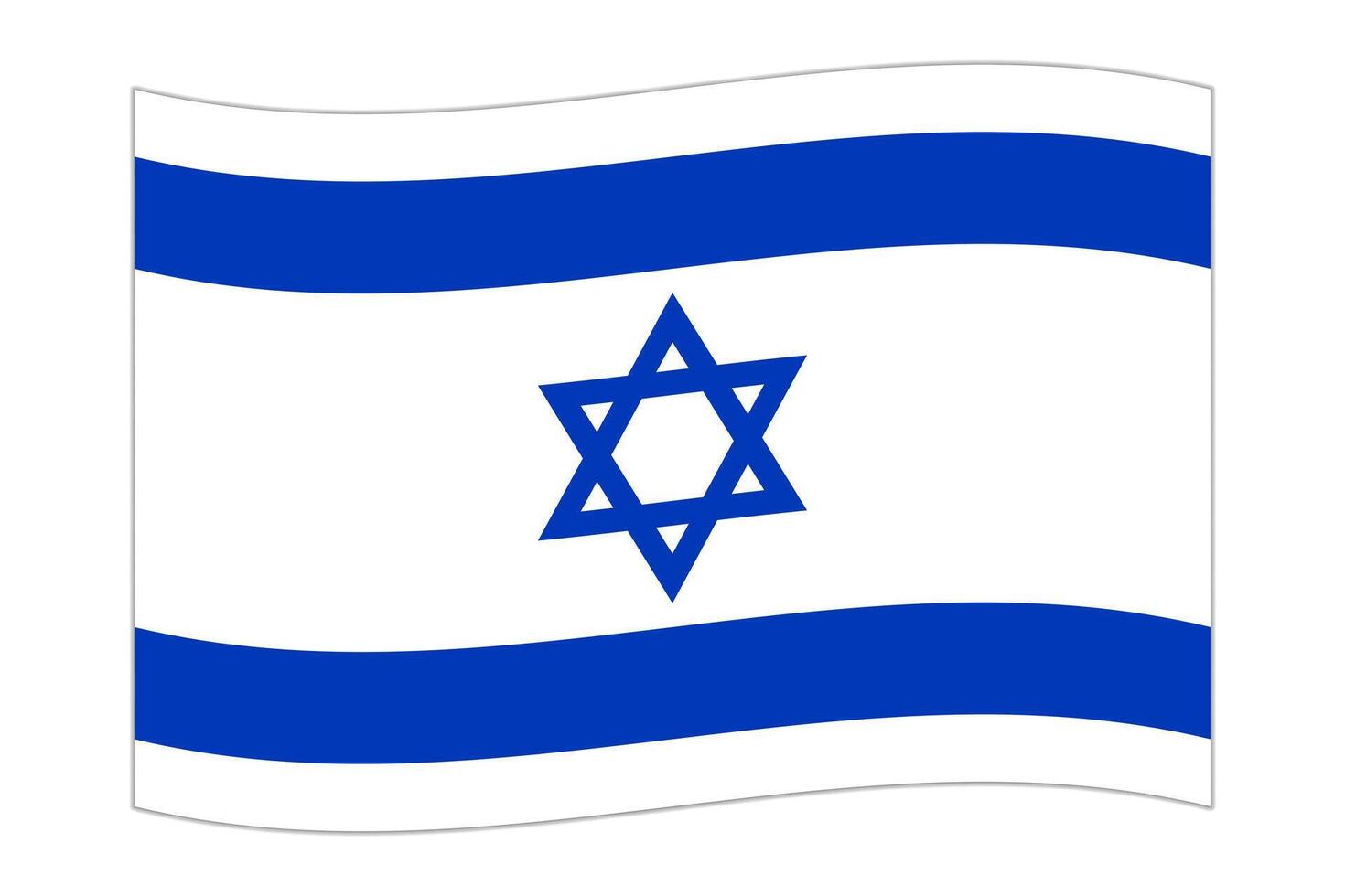 Waving flag of the country Israel. Vector illustration.