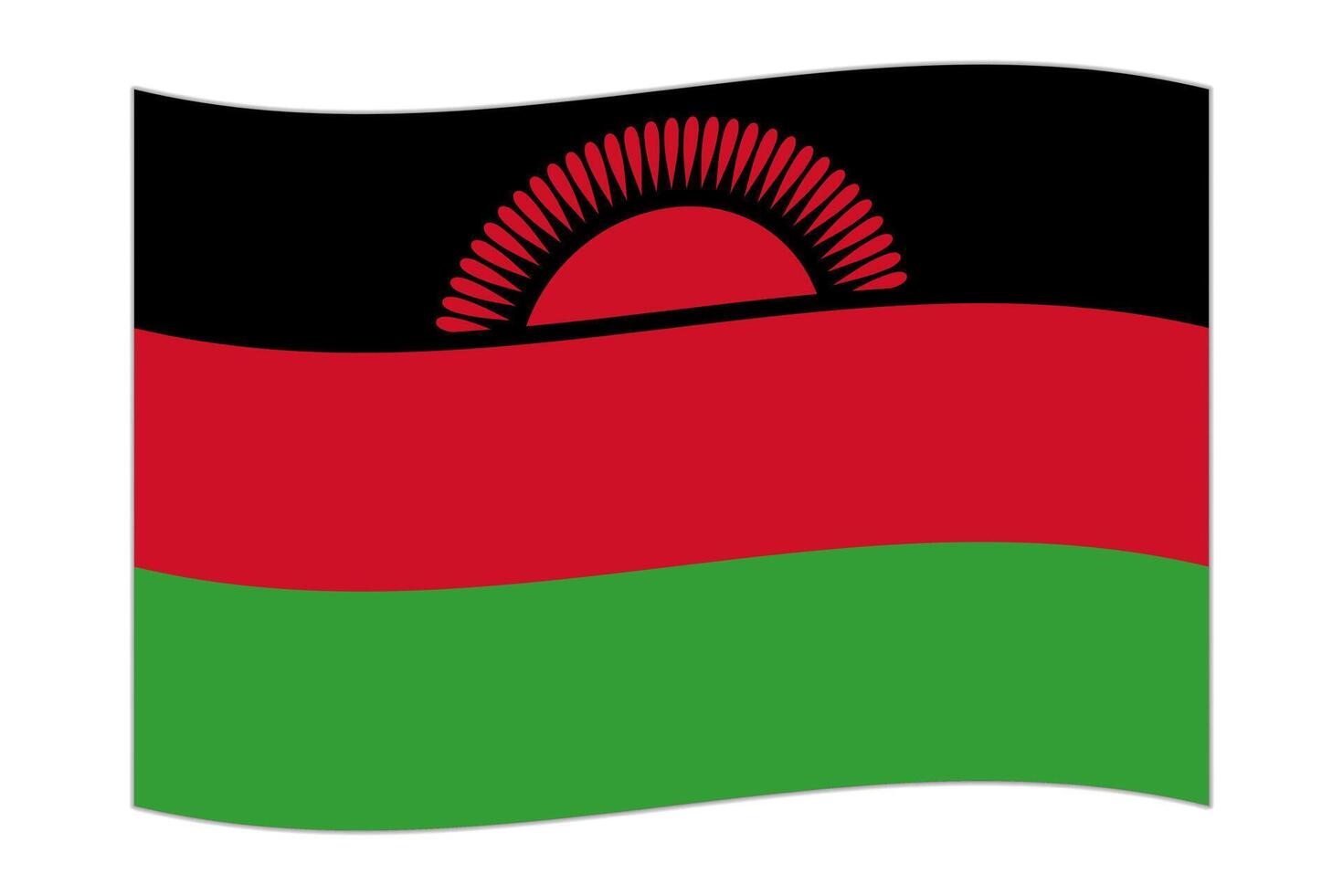Waving flag of the country Malawi. Vector illustration.