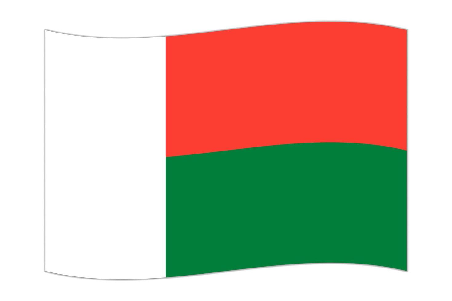 Waving flag of the country Madagascar. Vector illustration.