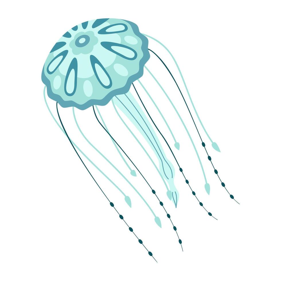 Cartoon jellyfish flat style. Medusa vector illustration. Modern flat illustration Jellyfish isolated on white background. Vector illustration